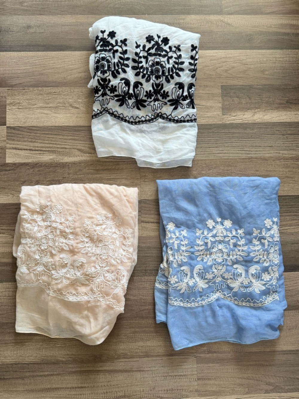 3 Embroidered Sheer Swim Coverup - White, Blush, Blue